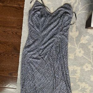Fully beaded gray cocktail dress